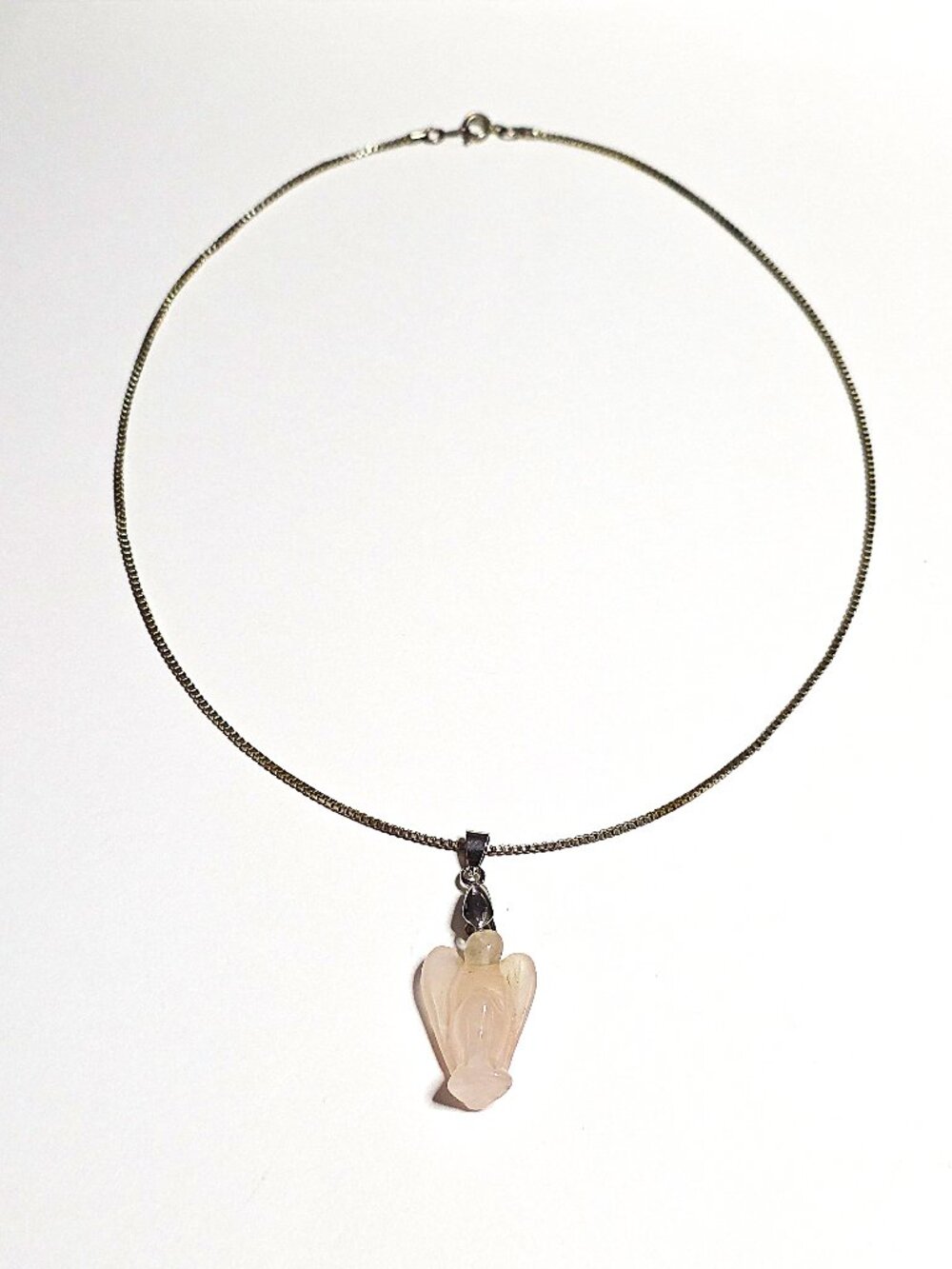 Rose quartz angel pendant